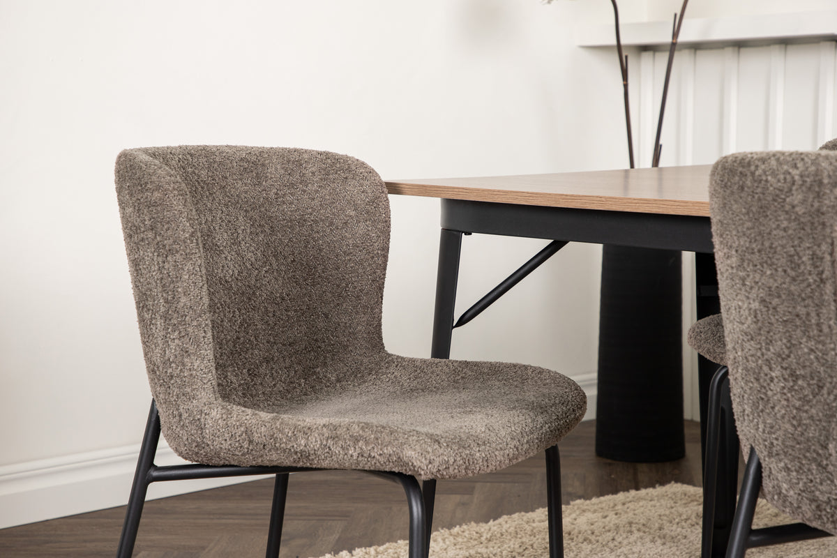 Venture Design Tempe & Modesto Rektangulära Matbord 140 x 80 Valnöt + Matstolar 2-pack Beige