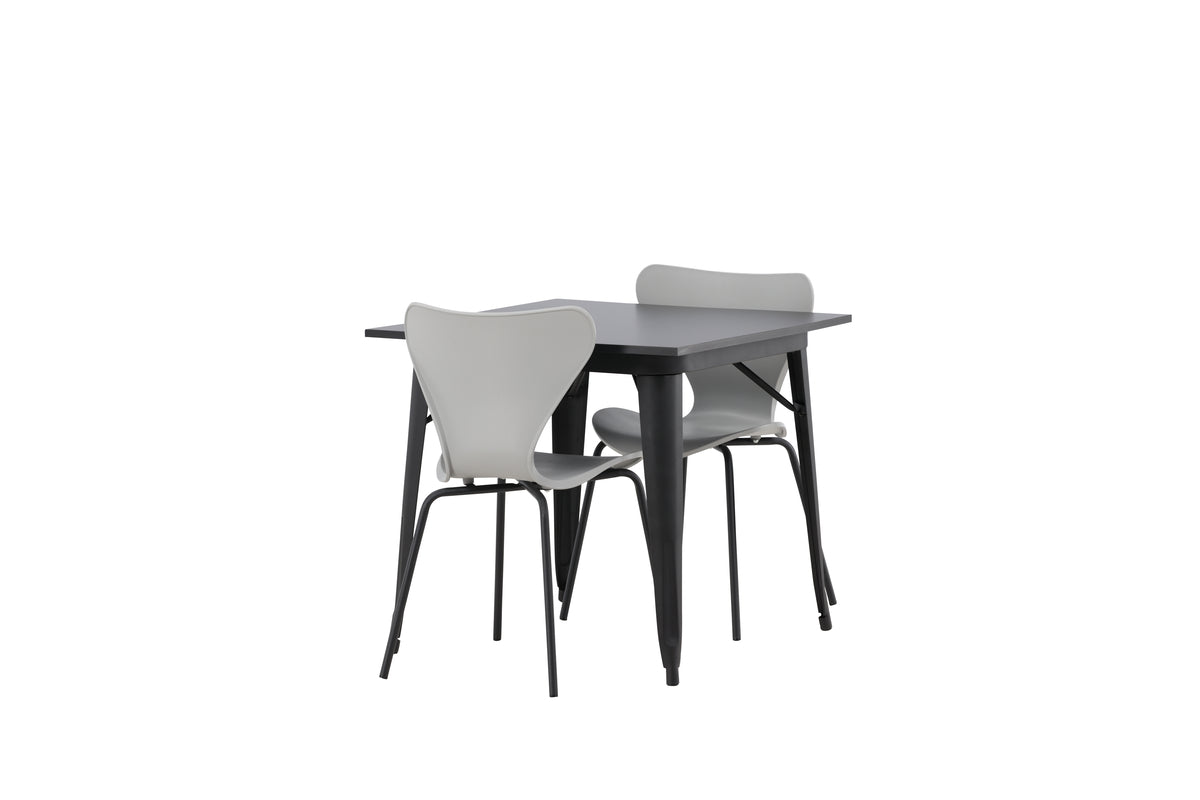 Venture Design Tempe & Estes Matbord 80x80 + Matstolar Ljusgrå