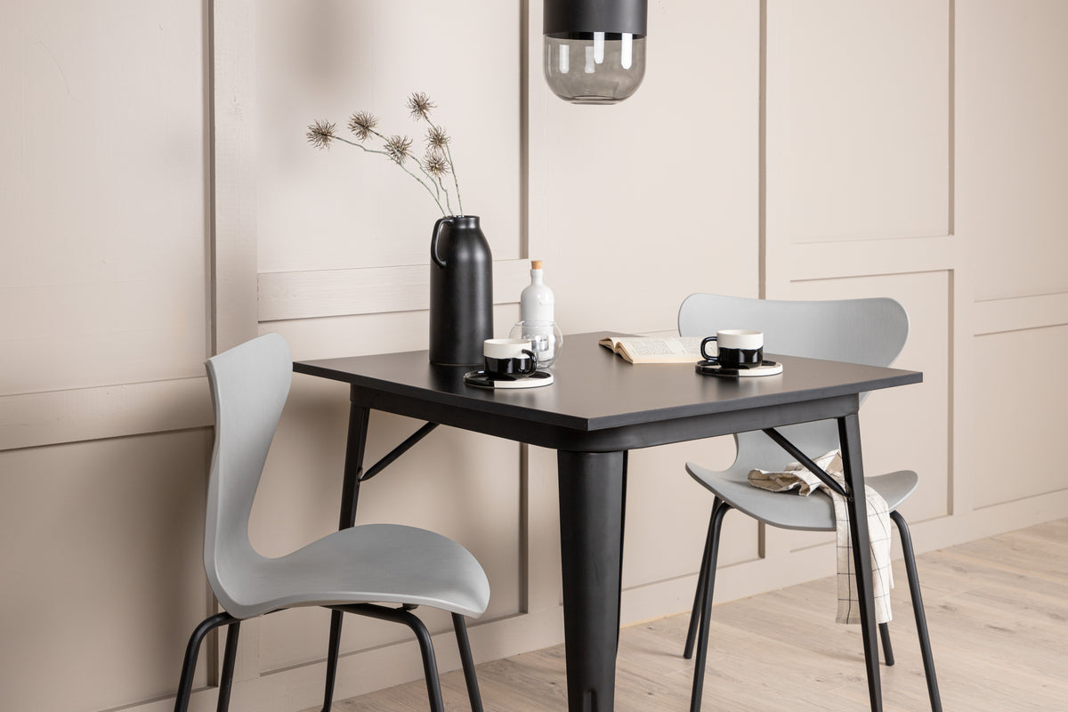 Venture Design Tempe & Estes Matbord 80x80 + Matstolar Ljusgrå