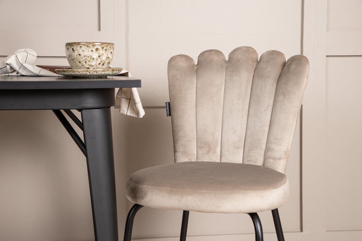 Venture Design Limhamn & Tempe Matstolar 2-pack Beige + Rektangulära Matbord 80 x 80 Svart