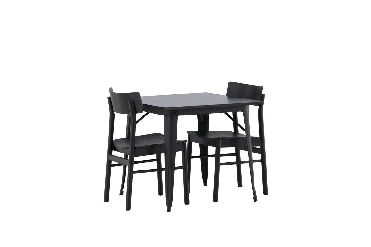Venture Design Tempe & Montros Rektangulära Matbord 80 x 80 Svart + Matstolar 2-pack Svart