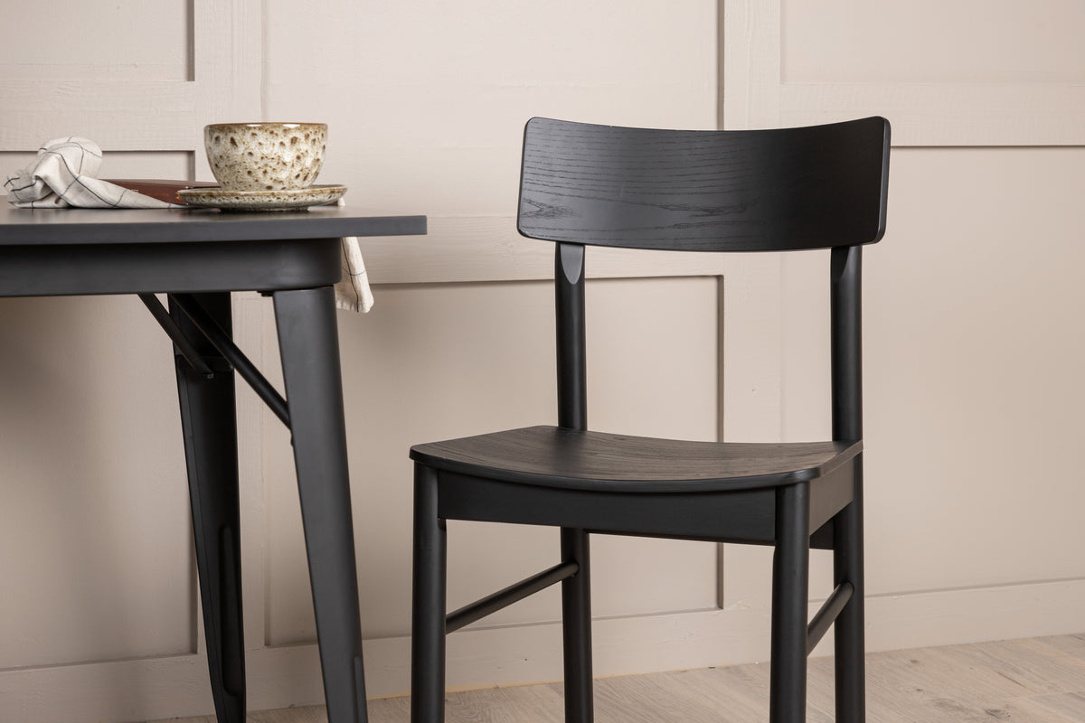 Venture Design Tempe & Montros Rektangulära Matbord 80 x 80 Svart + Matstolar 2-pack Svart
