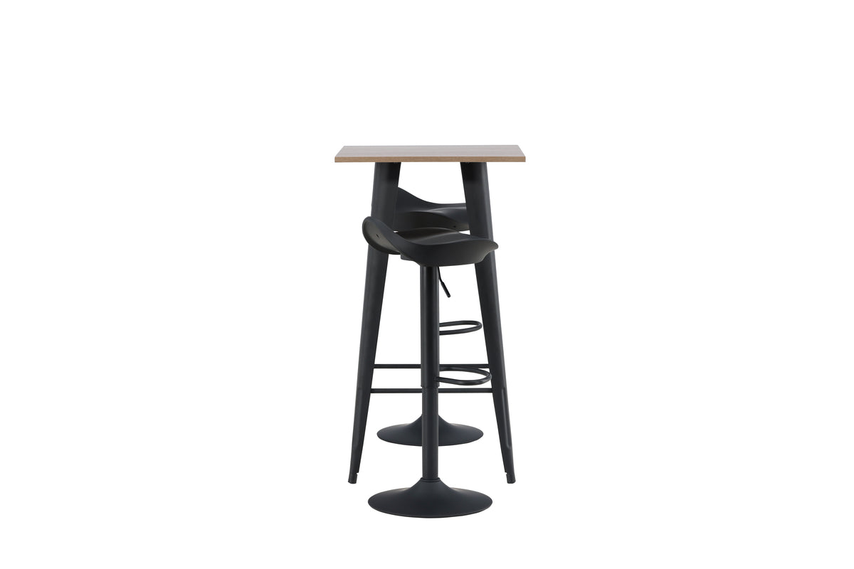 Venture Design Tempe & Adesto Barbord 60 x 60 Valnöt + Barstolar 2-pack Svart