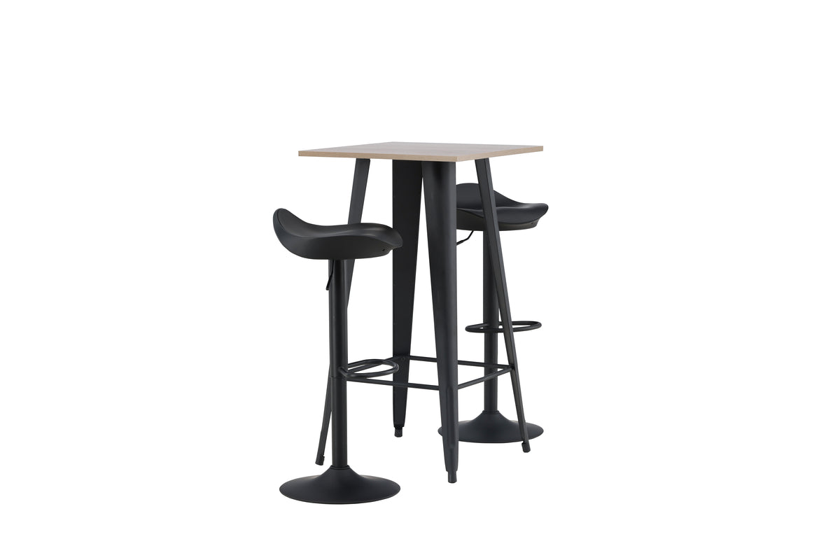 Venture Design Tempe & Adesto Barbord 60 x 60 Valnöt + Barstolar 2-pack Svart