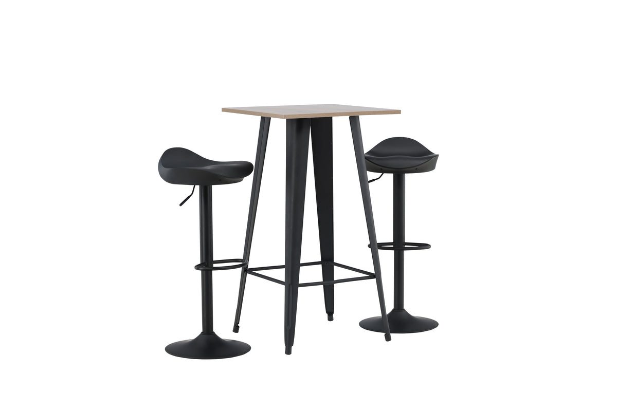 Venture Design Tempe & Adesto Barbord 60 x 60 Valnöt + Barstolar 2-pack Svart