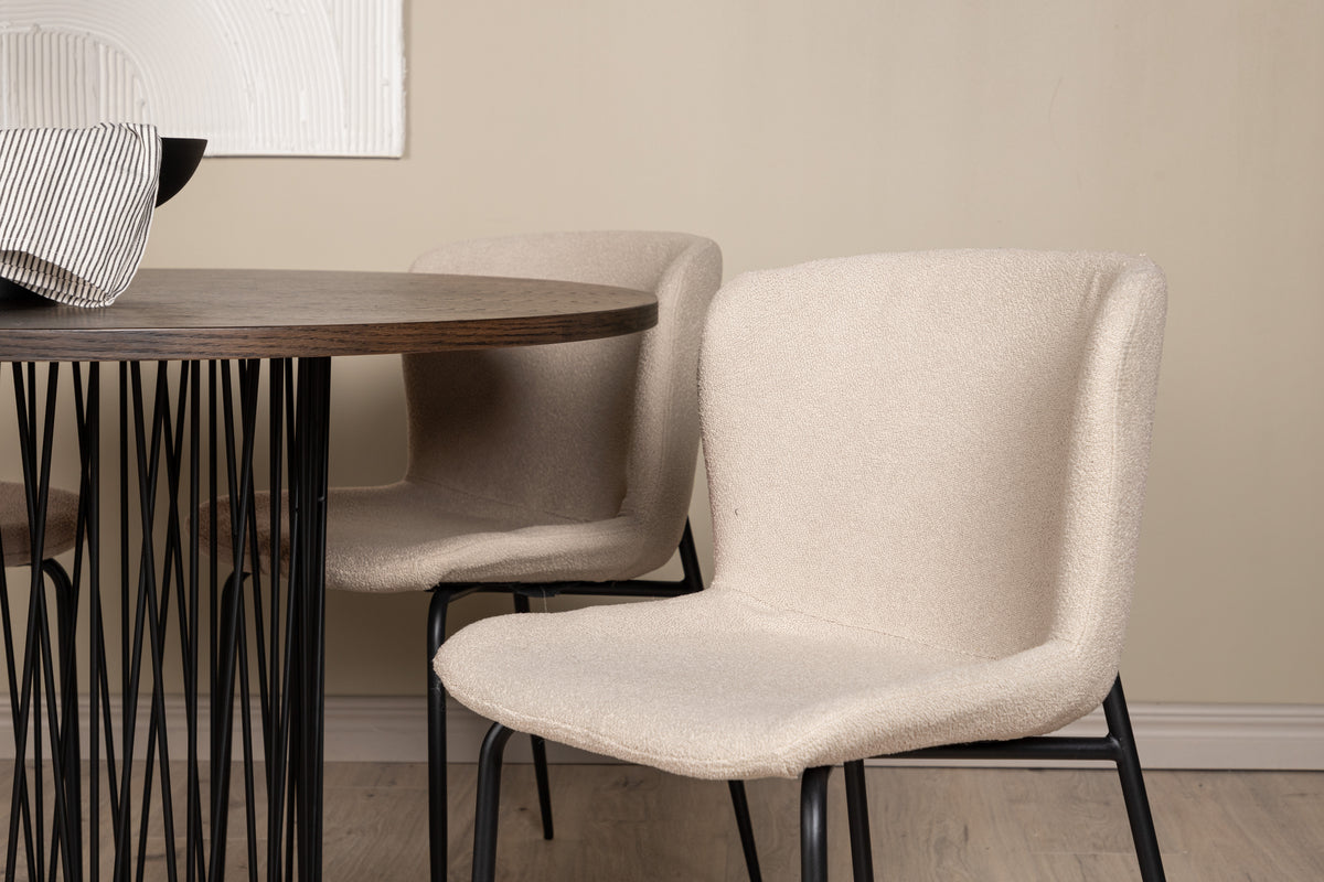 Venture Design Modesto & Stone Matstolar 2-pack Beige + Runda Matbord ⌀120 Mocka