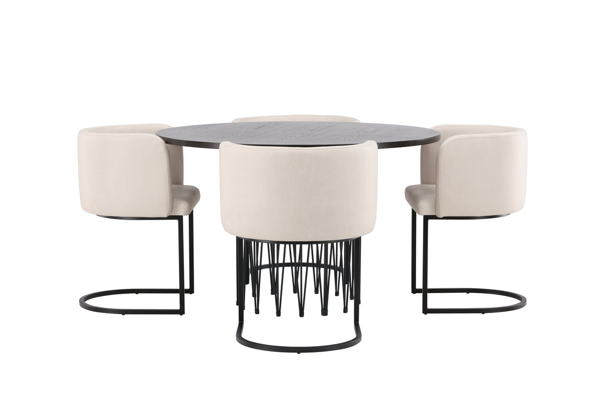Venture Design Stone & Simrishamn Runda Matbord ⌀120 Mocka + Matstolar Beige