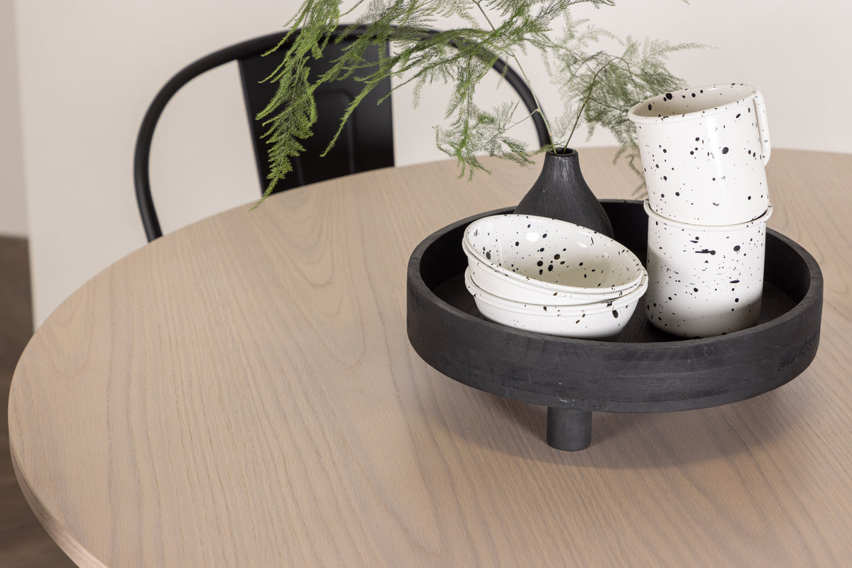 Venture Design Tempe & Olivia Matstolar 4-pack Svart + Runda Matbord ⌀110 Vitputsad