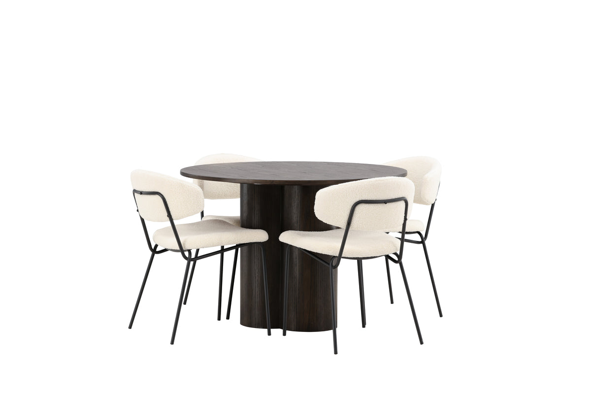 Venture Design Chico & Olivia Matstolar 2-pack Vit + Runda Matbord ⌀110 Mocka