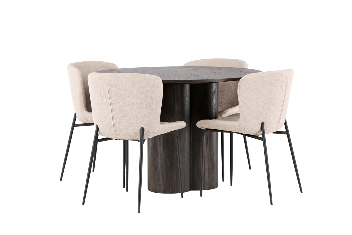 Venture Design Modesto & Olivia Matstolar 2-pack Beige + Runda Matbord ⌀110 Mocka