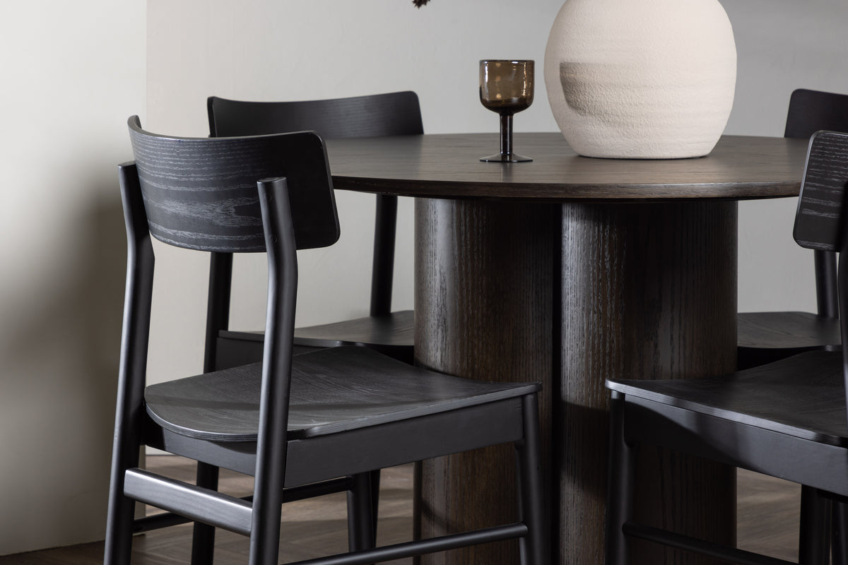 Venture Design Montros & Olivia Matstolar 2-pack Svart + Runda Matbord ⌀110 Mocka