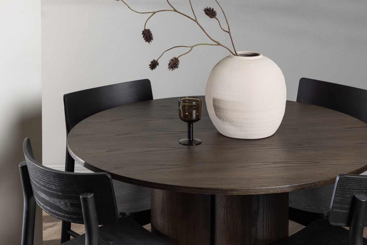 Venture Design Montros & Olivia Matstolar 2-pack Svart + Runda Matbord ⌀110 Mocka