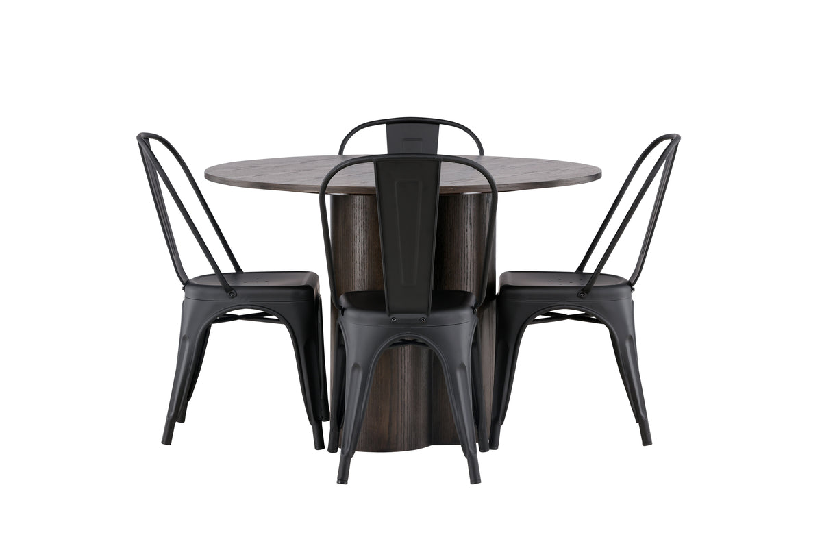 Venture Design Tempe & Olivia Matstolar 4-pack Svart + Runda Matbord ⌀110 Mocka