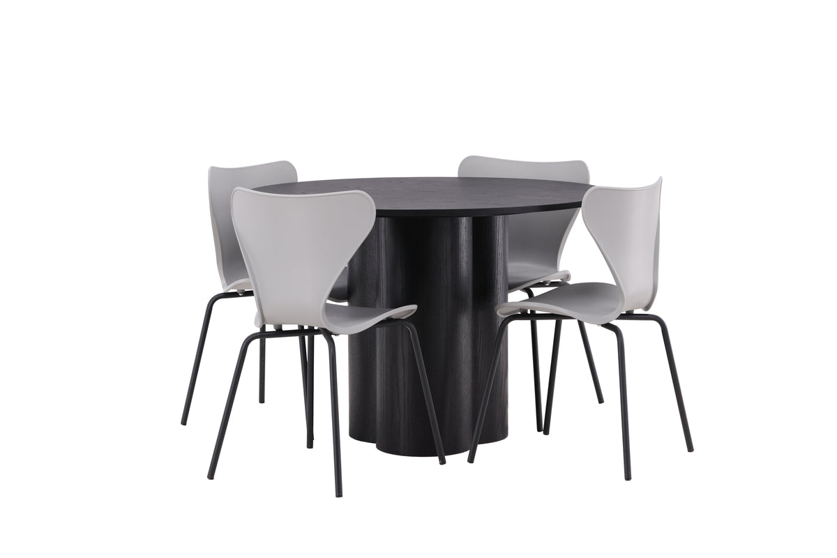Venture Design Olivia & Estes Matbord ⌀110 + Matstolar Ljusgrå