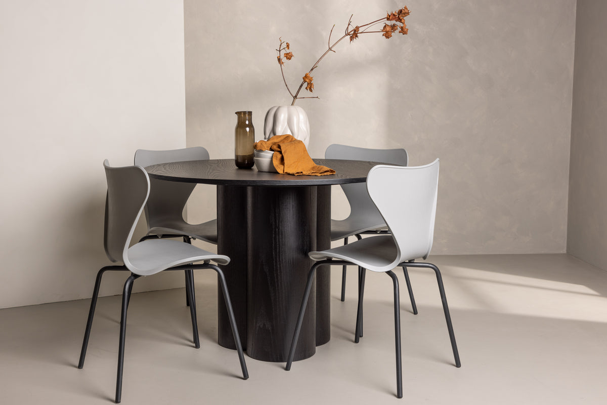 Venture Design Olivia & Estes Matbord ⌀110 + Matstolar Ljusgrå