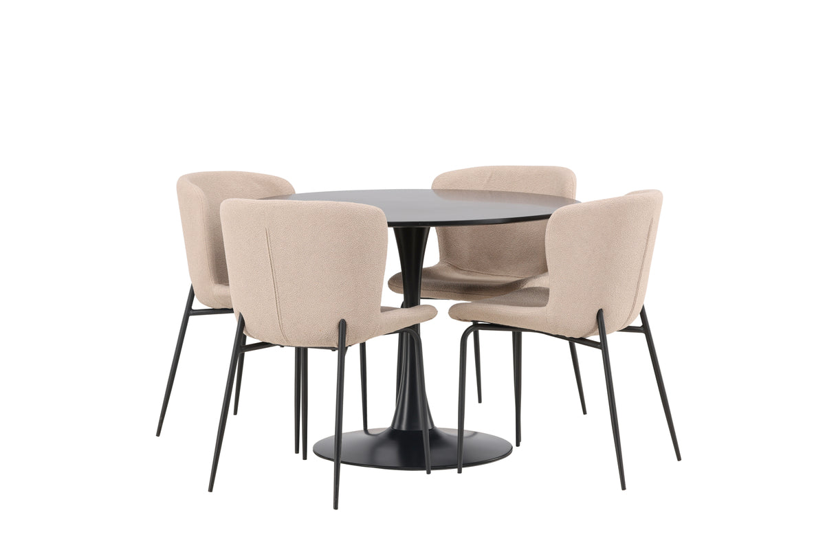 Venture Design Modesto & Glade Matstolar 2-pack Brun + Runda Matbord ⌀100 Svart