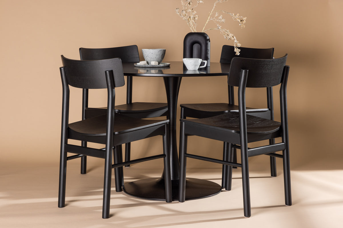 Venture Design Montros & Glade Matstolar 2-pack Svart + Runda Matbord ⌀100 Svart