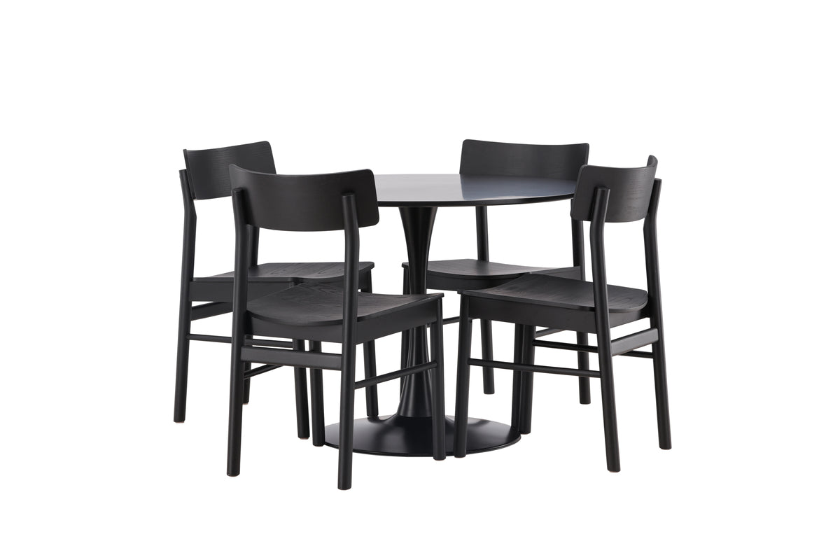 Venture Design Montros & Glade Matstolar 2-pack Svart + Runda Matbord ⌀100 Svart