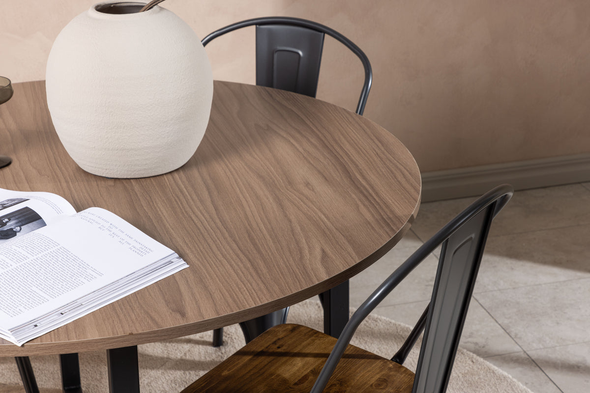 Venture Design Durango & Tempe Runda Matbord ⌀120 Valnöt + Matstolar 2-pack Valnöt