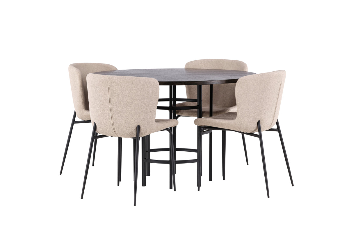 Venture Design Modesto & Copenhagen Matstolar 2-pack Beige + Runda Matbord ⌀115 Mocka
