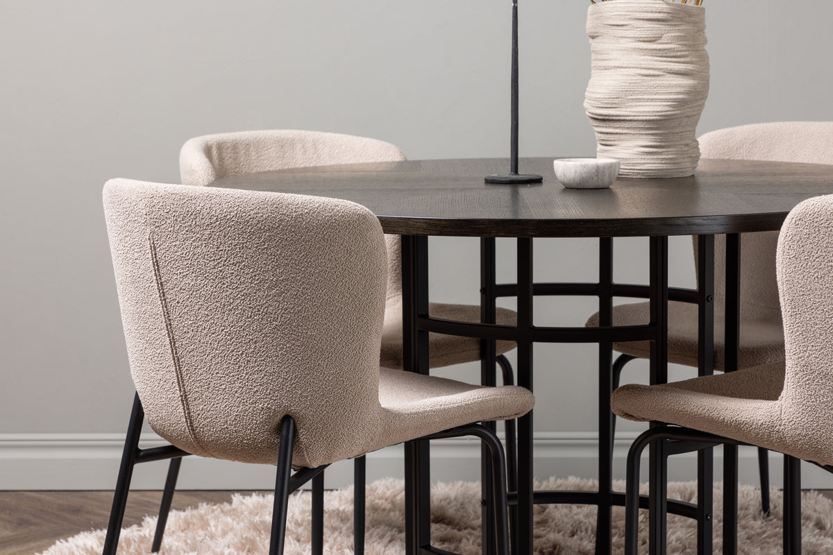 Venture Design Modesto & Copenhagen Matstolar 2-pack Beige + Runda Matbord ⌀115 Mocka