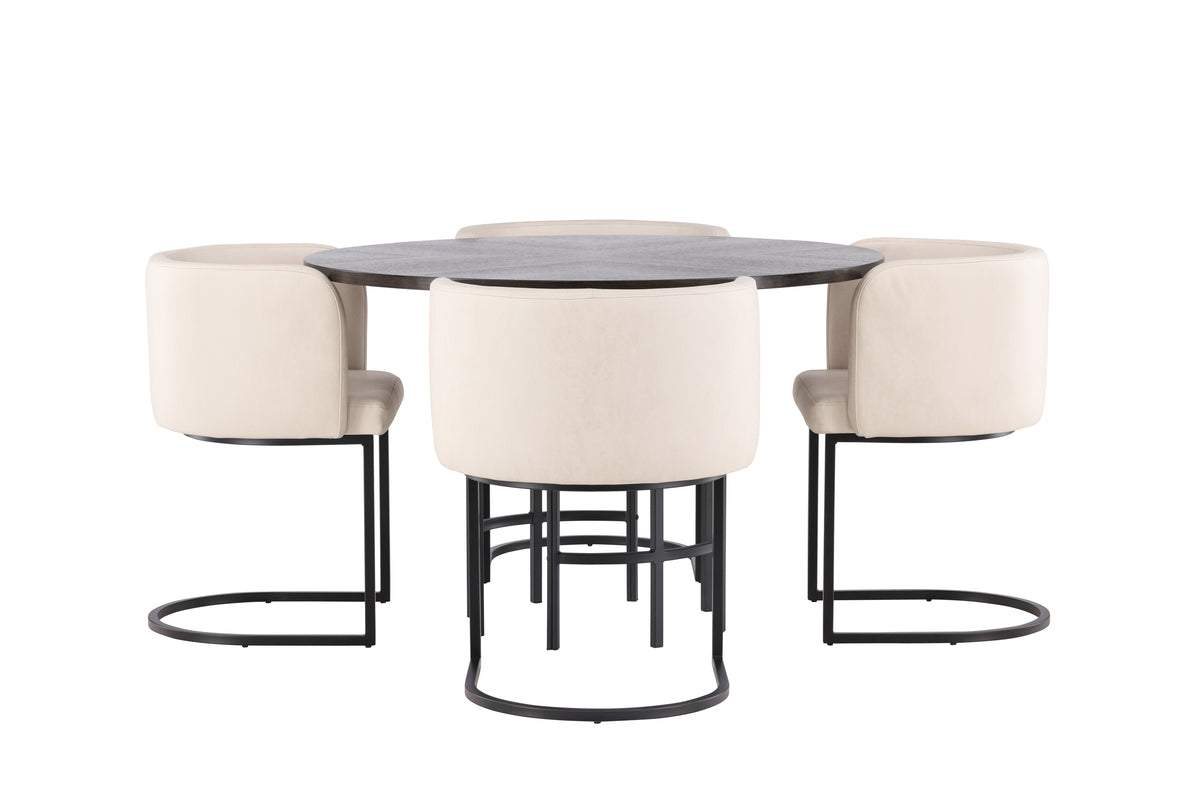 Venture Design Copenhagen & Simrishamn Runda Matbord ⌀115 Mocka + Matstolar Beige