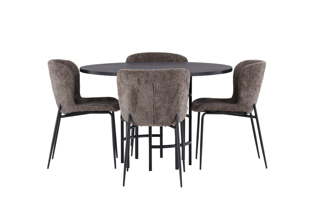 Venture Design Modesto & Copenhagen Matstolar 2-pack Brun + Runda Matbord ⌀115 Svart