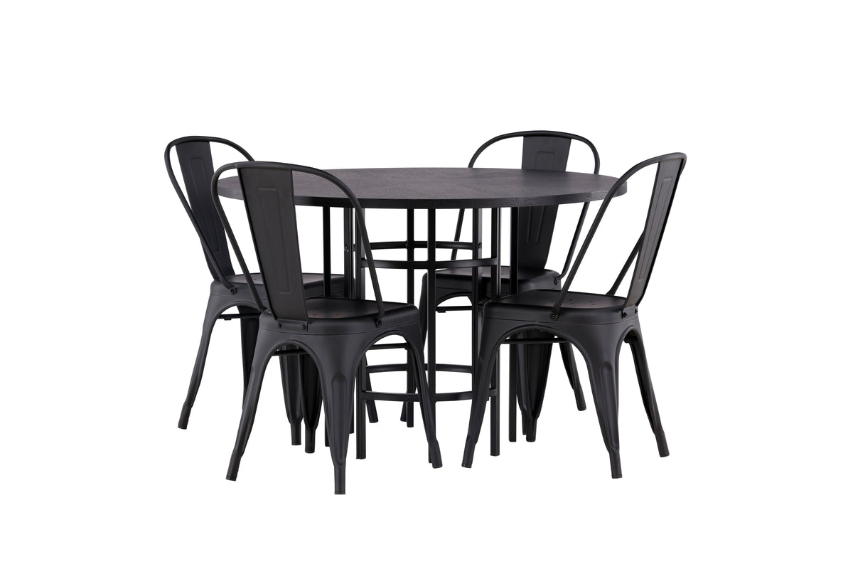 Venture Design Tempe & Copenhagen Matstolar 4-pack Svart + Runda Matbord ⌀115 Svart