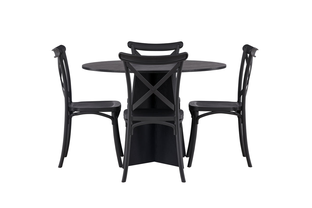 Venture Design Bootcut & Crosett Runda Matbord ⌀110 Svart + Matstolar 2-pack Svart
