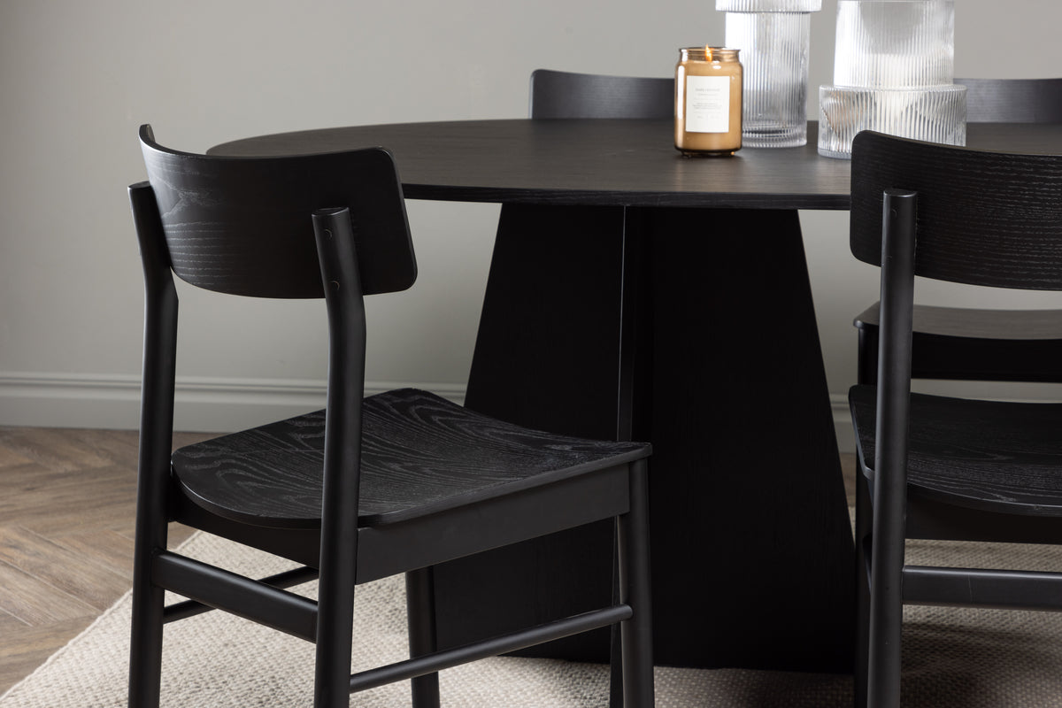 Venture Design Bootcut & Montros Ovala Matbord 230 x 115 Svart + Matstolar 2-pack Svart