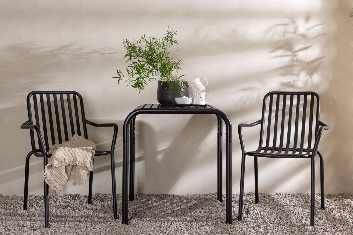 Venture Design Borneo & Peking Cafebord 70 x 70 Svart + Matstolar 2-pack Svart