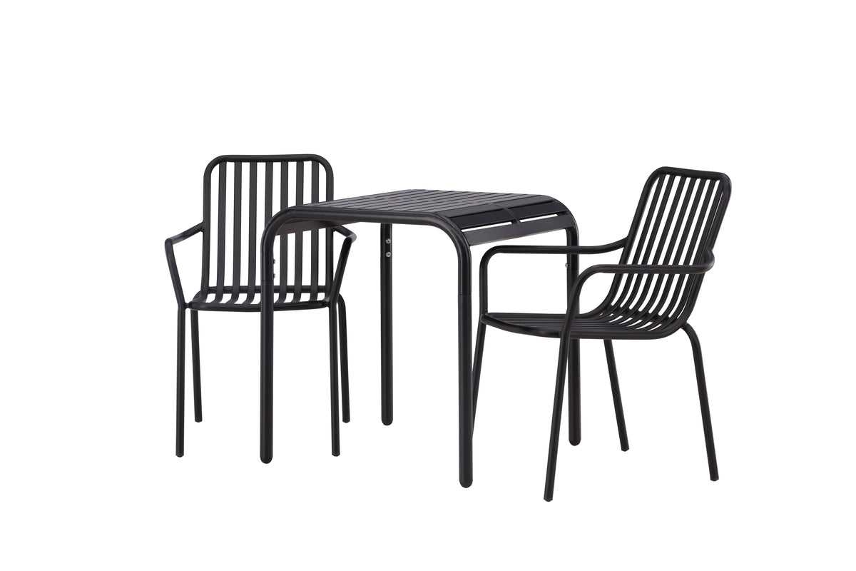 Venture Design Borneo & Peking Cafebord 70 x 70 Svart + Matstolar 2-pack Svart