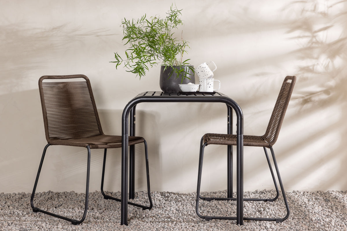 Venture Design Borneo & Lindos Cafebord 70x70x76 Svart + Matstolar Brun