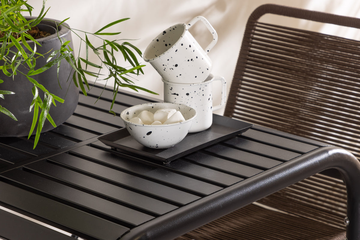 Venture Design Borneo & Lindos Cafebord 70x70x76 Svart + Matstolar Brun