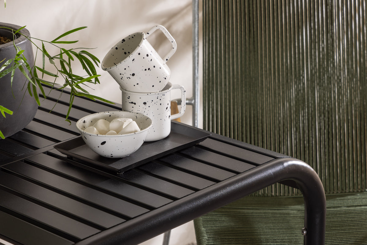 Venture Design Borneo & Bois Cafebord 70 x 70 Svart + Matstolar 2-pack Grön
