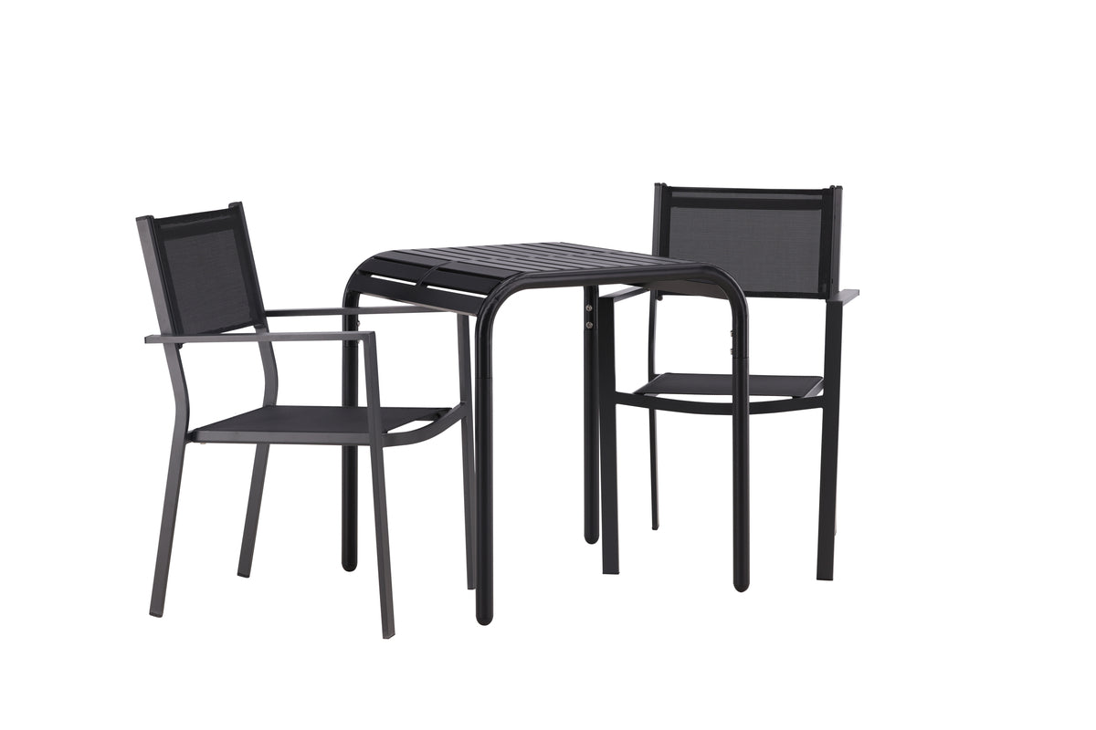 Venture Design Copacabana & Borneo Matstolar 2-pack Svart + Cafebord 70 x 70 Svart