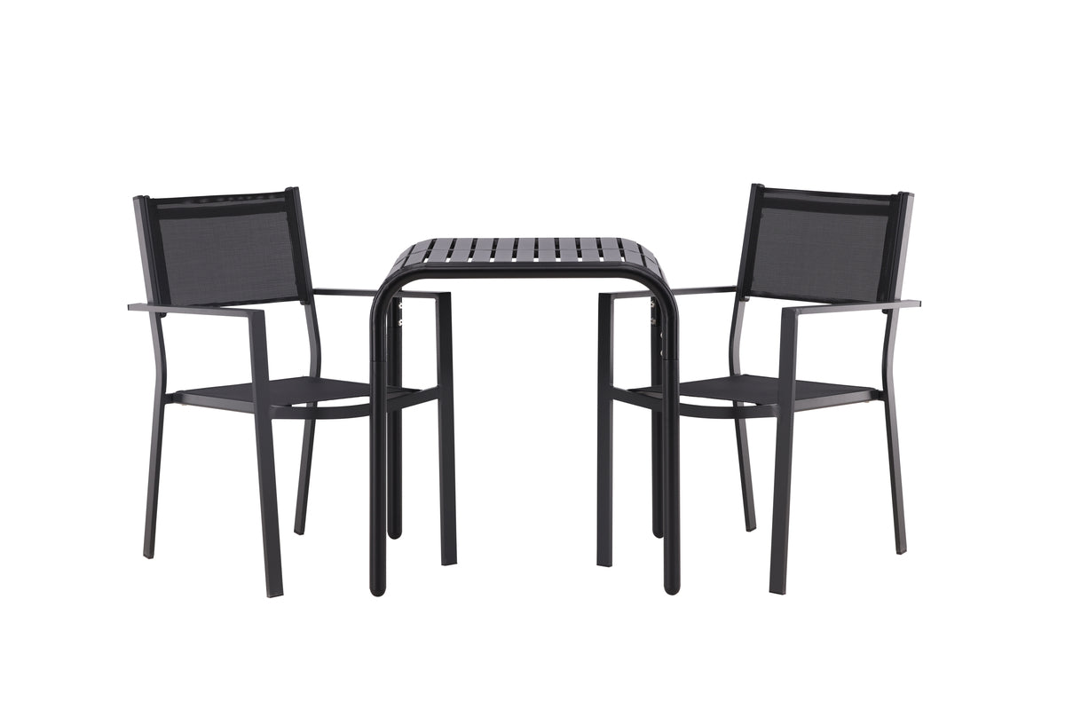 Venture Design Copacabana & Borneo Matstolar 2-pack Svart + Cafebord 70 x 70 Svart