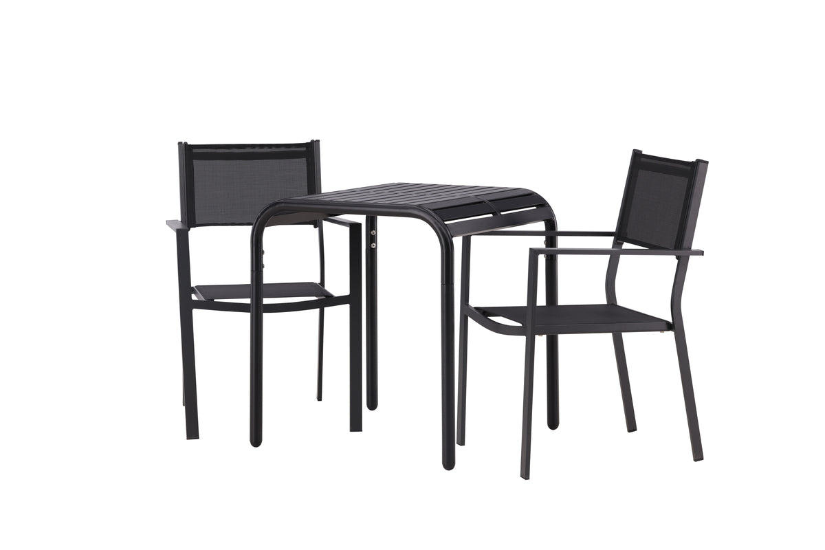 Venture Design Copacabana & Borneo Matstolar 2-pack Svart + Cafebord 70 x 70 Svart