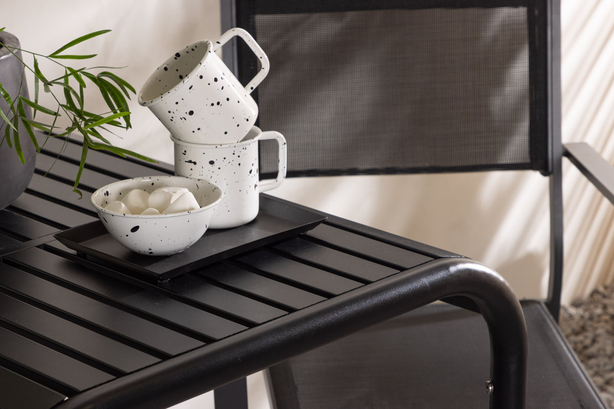 Venture Design Copacabana & Borneo Matstolar 2-pack Svart + Cafebord 70 x 70 Svart