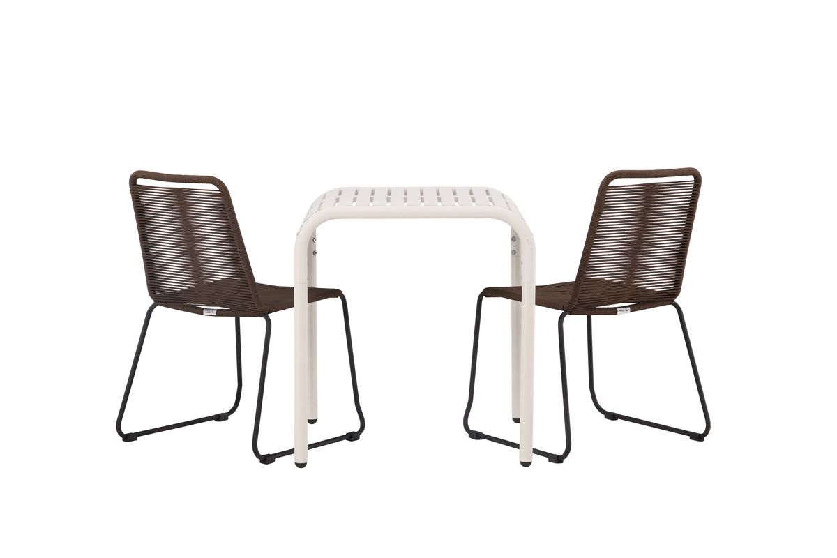 Venture Design Borneo & Lindos Cafebord 70 x 70 Beige + Matstolar 2-pack Brun/Svart