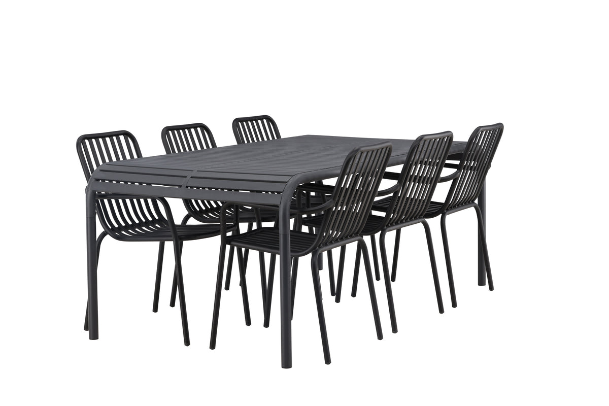 Venture Design Borneo & Peking Rektangulära Matbord 100 x 200 Antracit + Matstolar 2-pack Svart