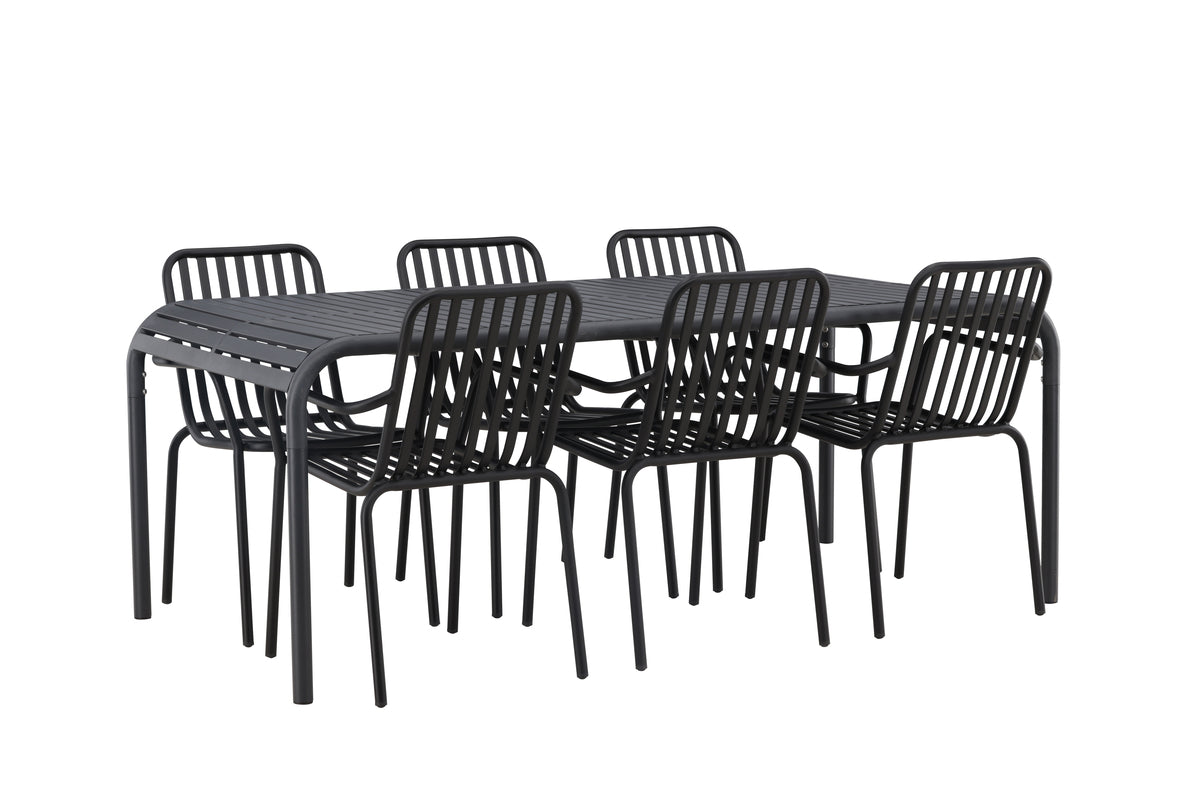 Venture Design Borneo & Peking Rektangulära Matbord 100 x 200 Antracit + Matstolar 2-pack Svart