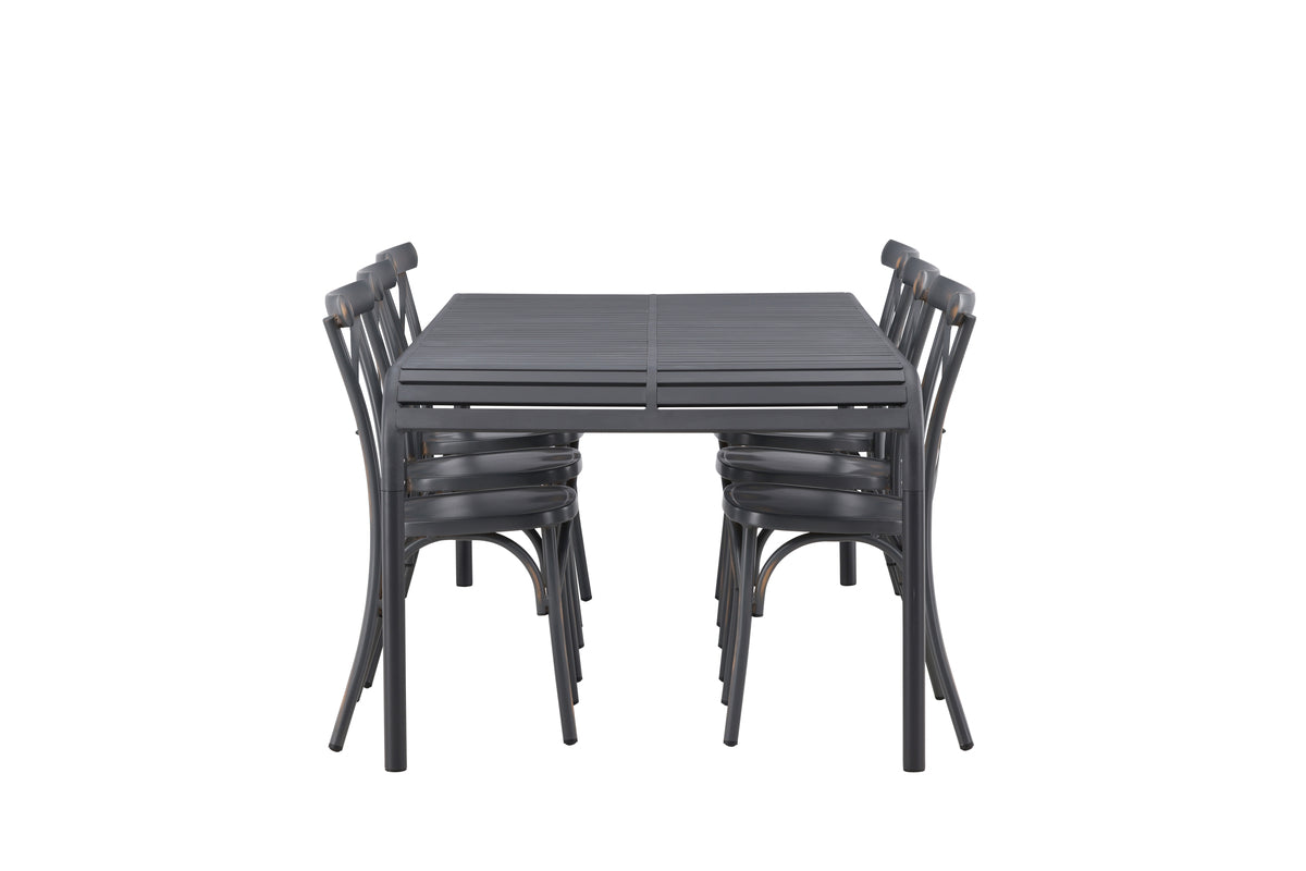 Venture Design Borneo & Tablas Rektangulära Matbord 200 x 100 Svart + Matstolar 2-pack Mörkgrå