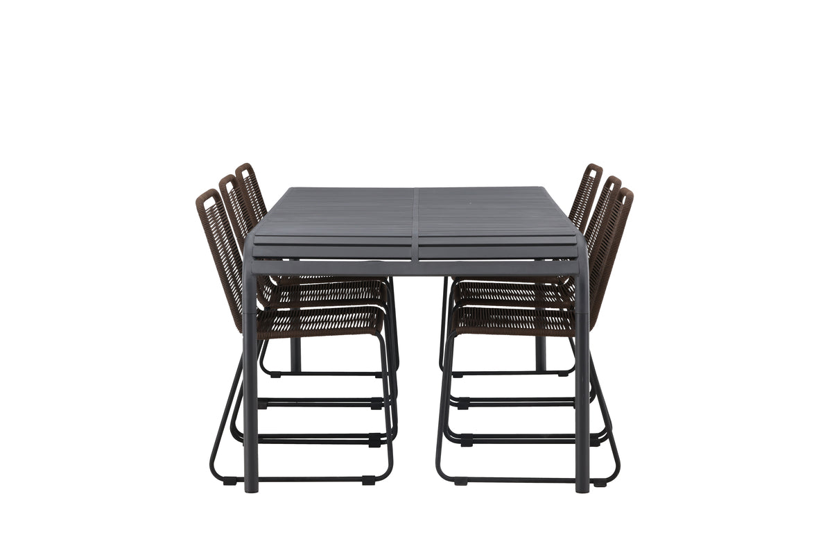 Venture Design Borneo & Lindos Rektangulära Matbord 200 x 100 Svart + Matstolar 2-pack Brun/Svart