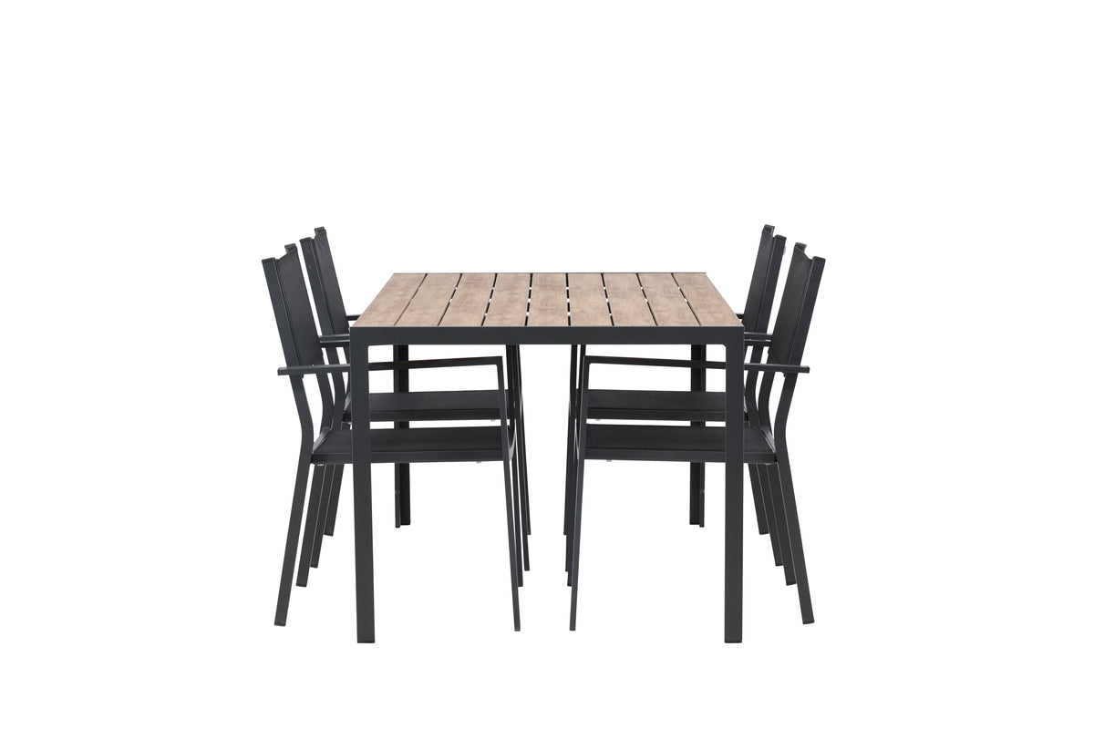Venture Design Copacabana & Break Matstolar 2-pack Svart + Rektangulära Matbord 150 x 90 Svart