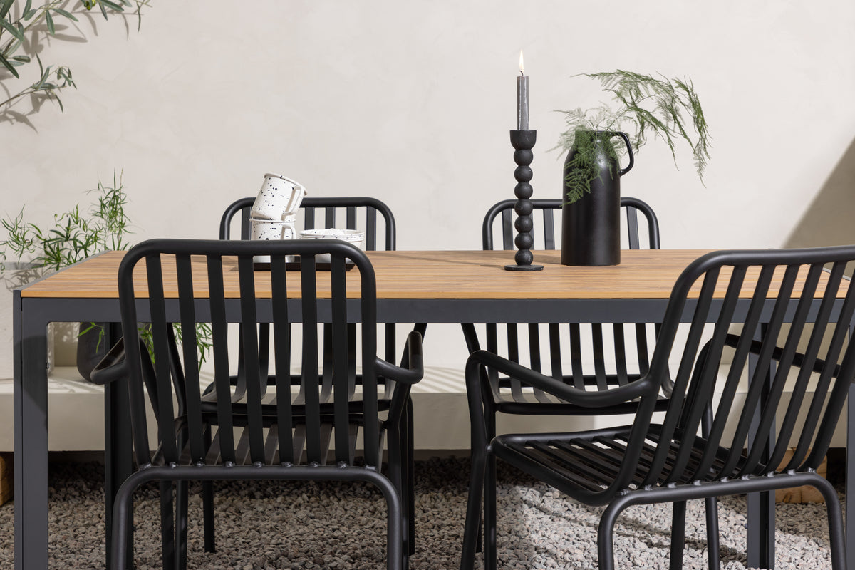 Venture Design Break & Peking Rektangulära Matbord 150 x 90 Svart + Matstolar 2-pack Svart