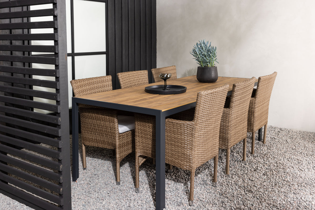 Venture Design Malina & Break Matstolar Natur + Rektangulära Matbord 205x90x74 Natur