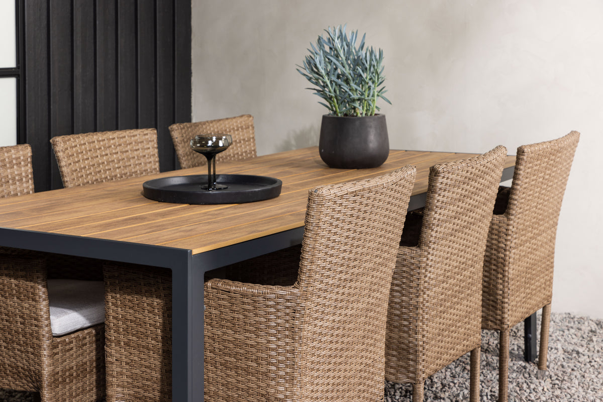 Venture Design Malina & Break Matstolar Natur + Rektangulära Matbord 205x90x74 Natur