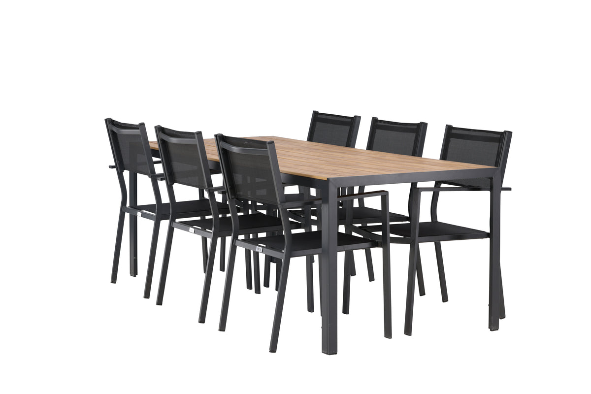 Venture Design Copacabana & Break Matstolar Svart + Rektangulära Matbord 205x90x74 Natur