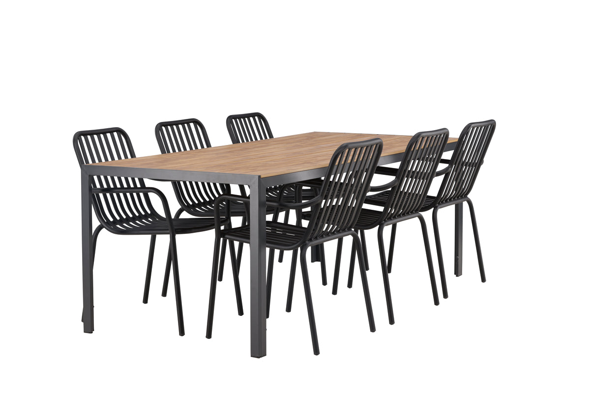 Venture Design Break & Peking Rektangulära Matbord 205 x 90 Natur + Matstolar 2-pack Svart